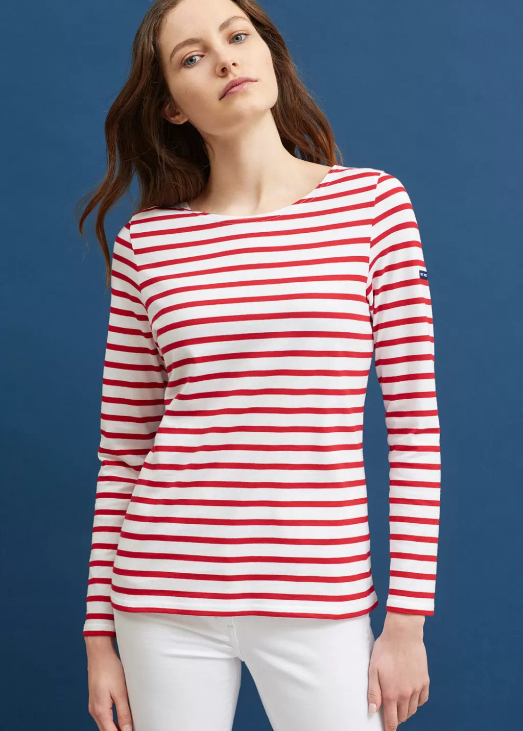 Store Saint James Minquidame striped sailor shirt Neige/tulipe