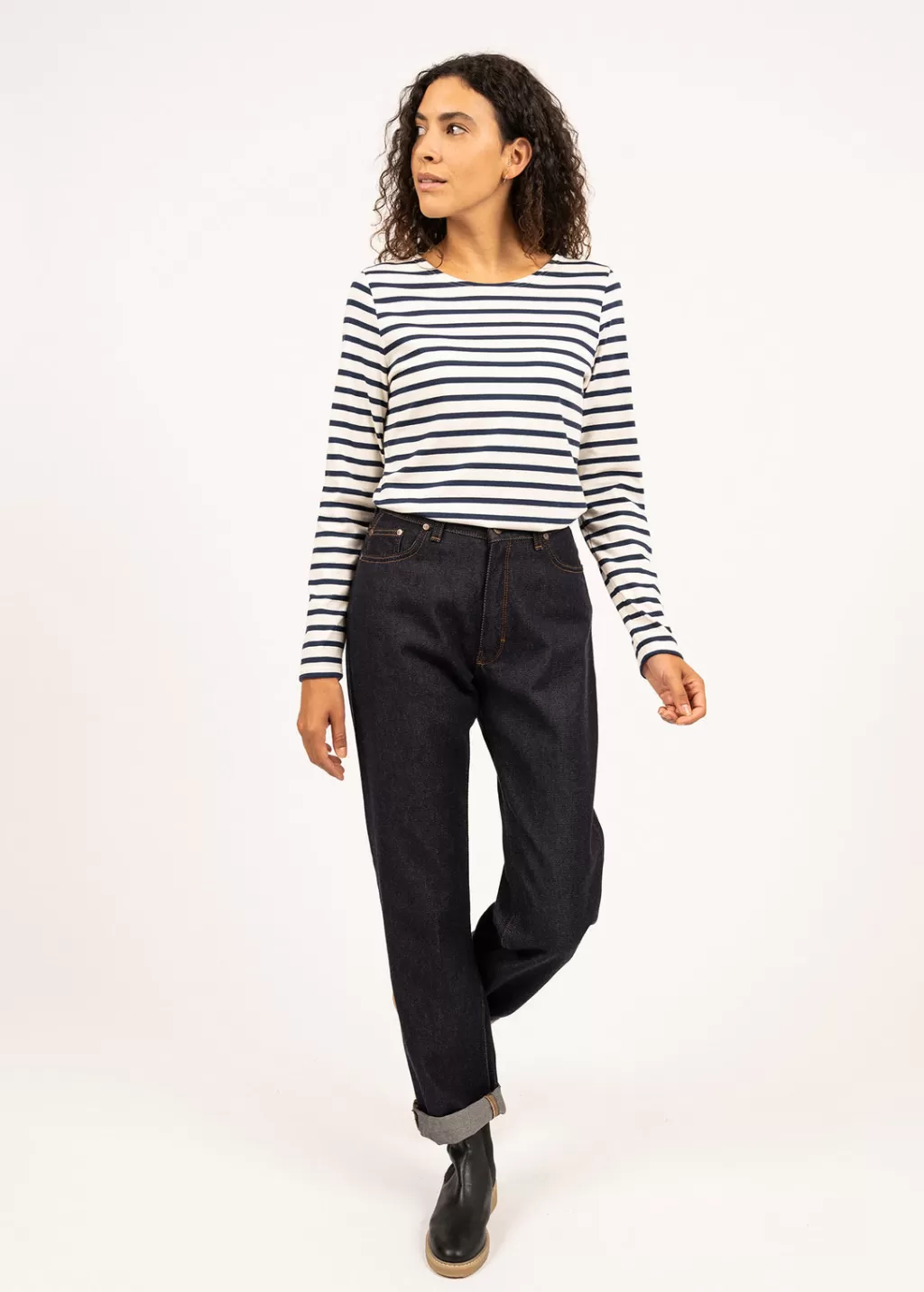 Outlet Saint James Minquidame striped sailor shirt Ecru/marine