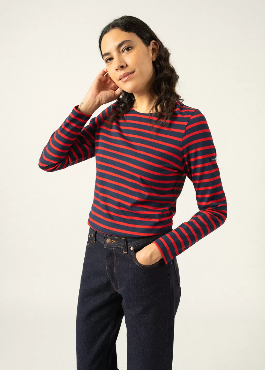 Fashion Saint James Minquidame striped sailor shirt Marine/tulipe