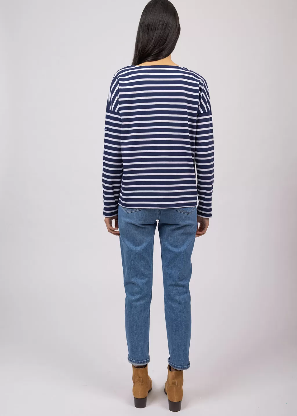 Hot Saint James Minquiers Drop oversized striped sailor shirt Marine/neige