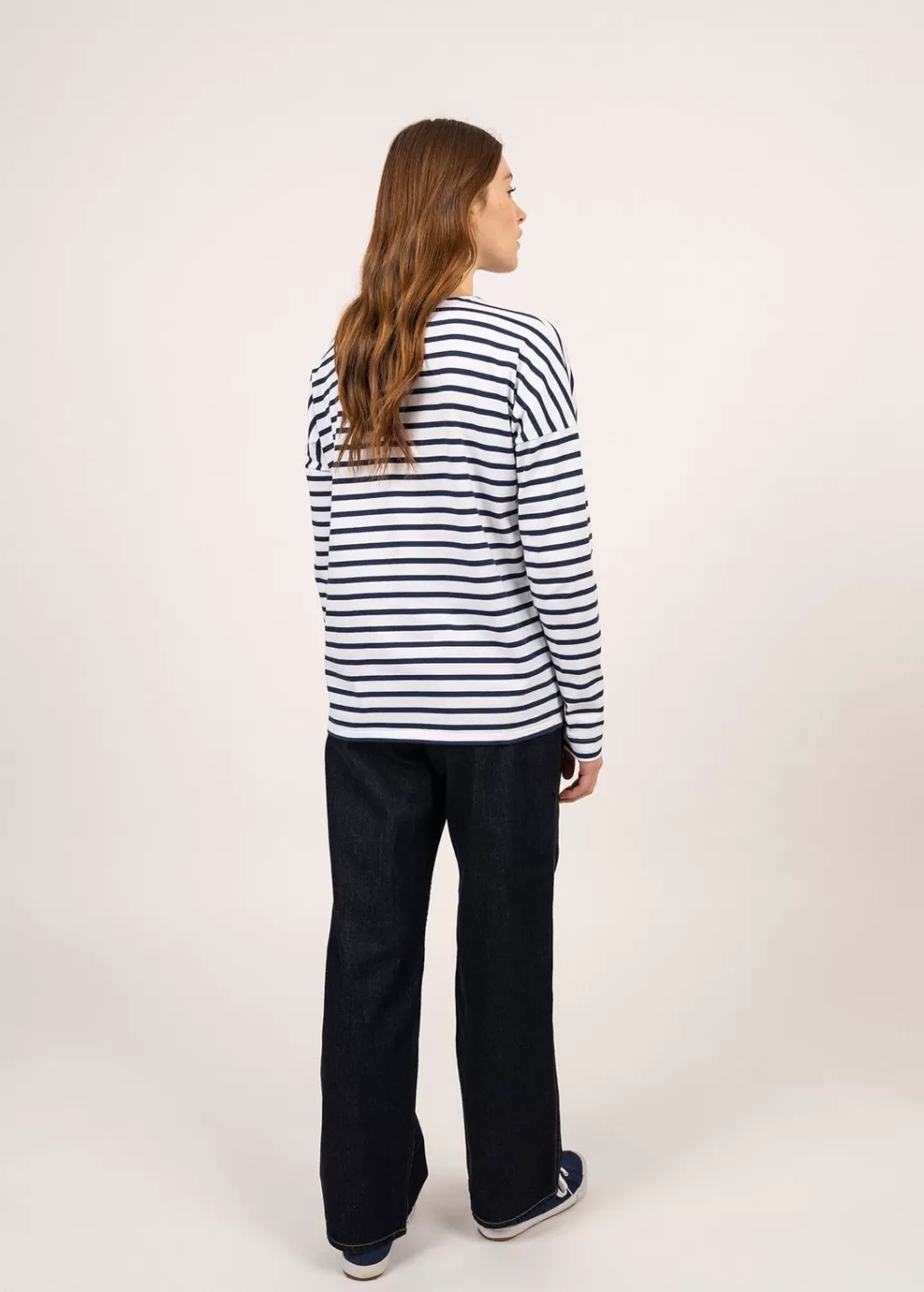 Sale Saint James Minquiers Drop oversized striped sailor shirt Neige/marine