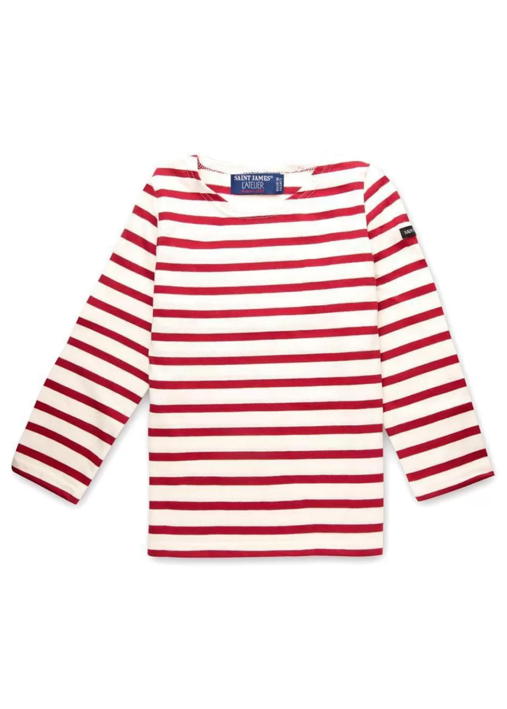 Shop Saint James Minquiers striped sailor shirt for kids Ecru/persan