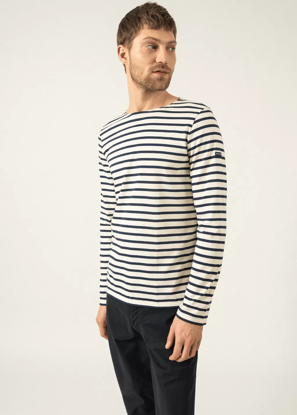 New Saint James Minquiers unisex striped sailor shirt Ecru/marine