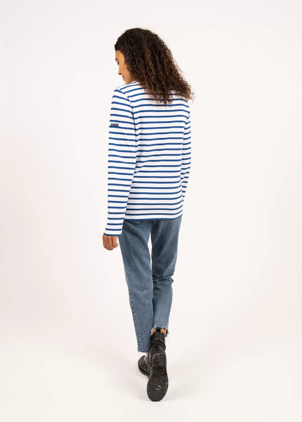 Shop Saint James Minquiers unisex striped sailor shirt Neige/gitane