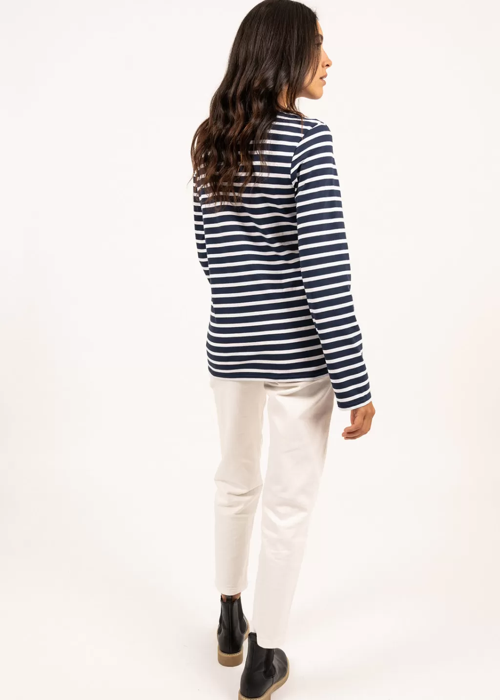 Shop Saint James Minquiers unisex striped sailor shirt Marine/neige