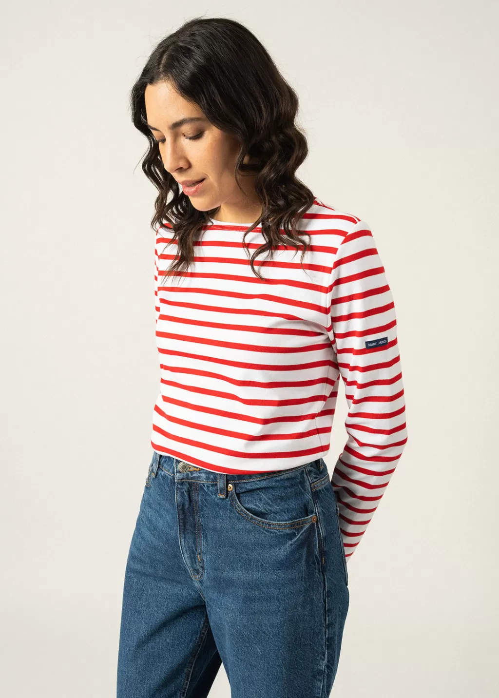 Flash Sale Saint James Minquilock iconic sailor striped shirt Neige/tulipe