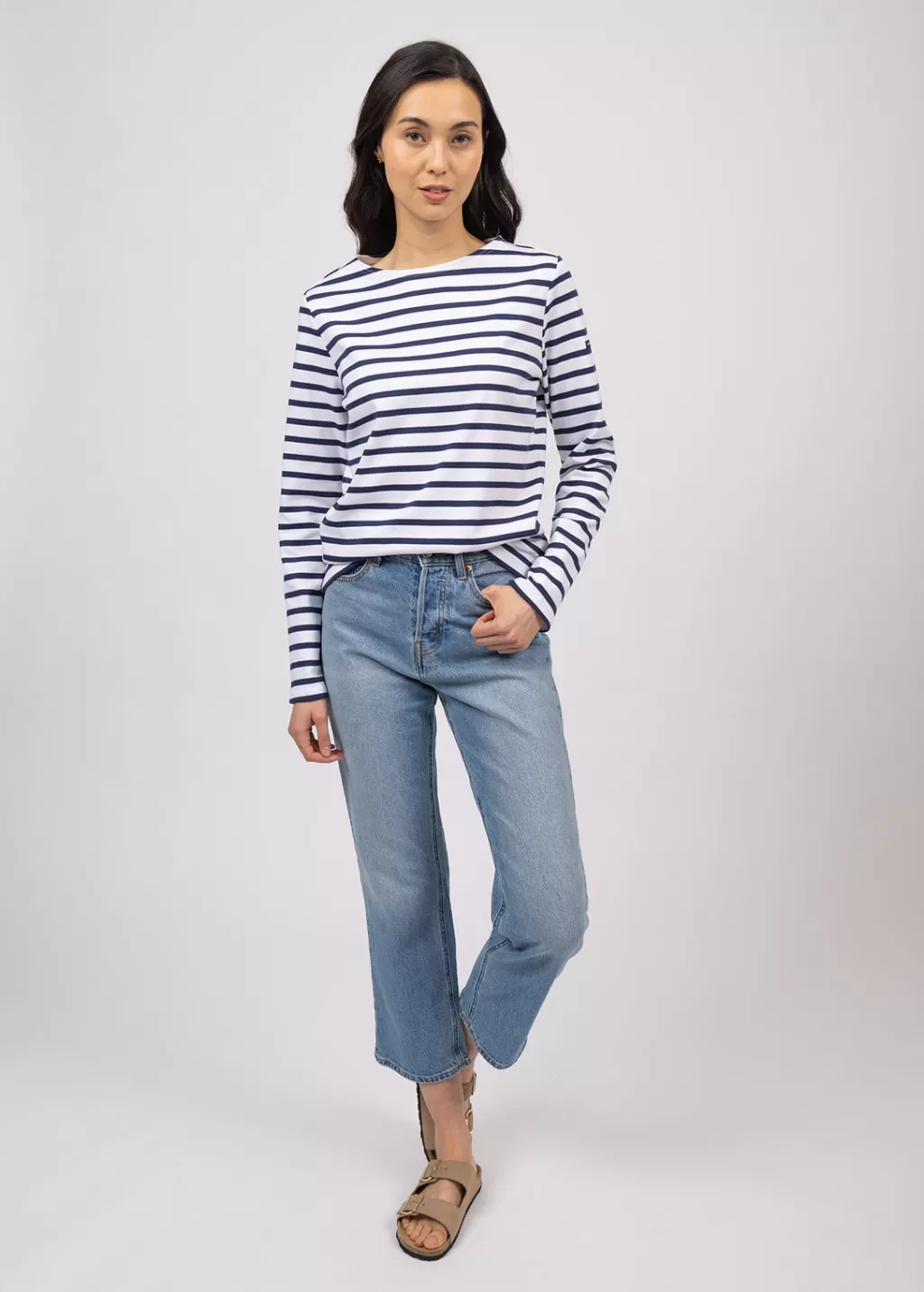 Fashion Saint James Minquilock iconic sailor striped shirt Neige/marine