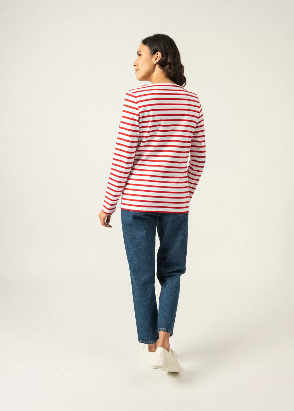 Store Saint James Minquilock iconic sailor striped shirt Neige/tulipe