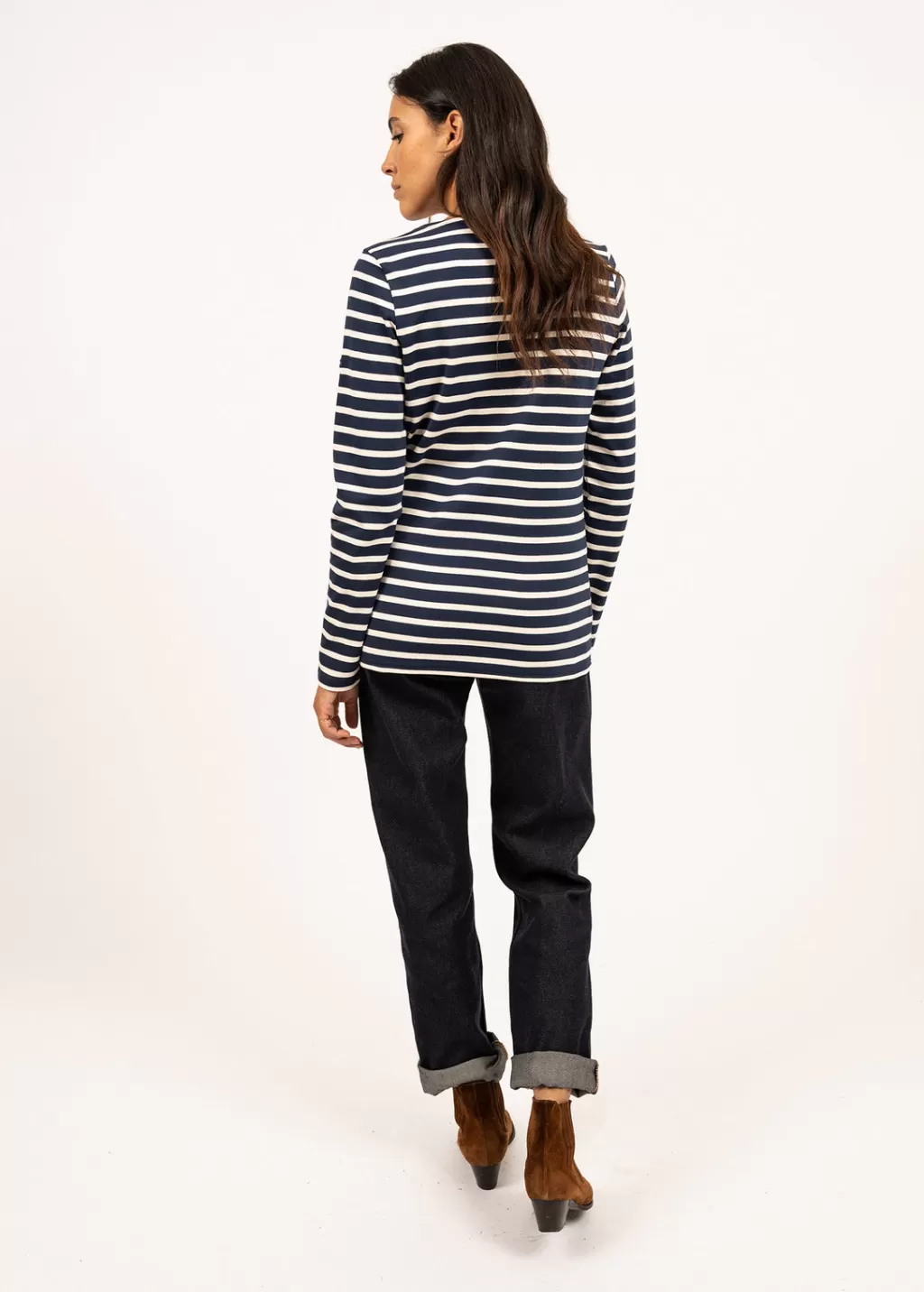 Online Saint James Minquilock iconic sailor striped shirt Marine/ecru