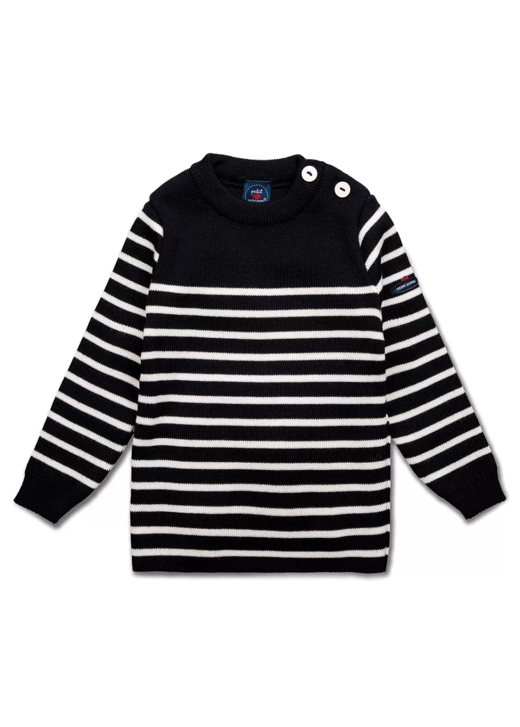 Shop Saint James Moussaillon striped sailor jumper for babies Navy/ecume