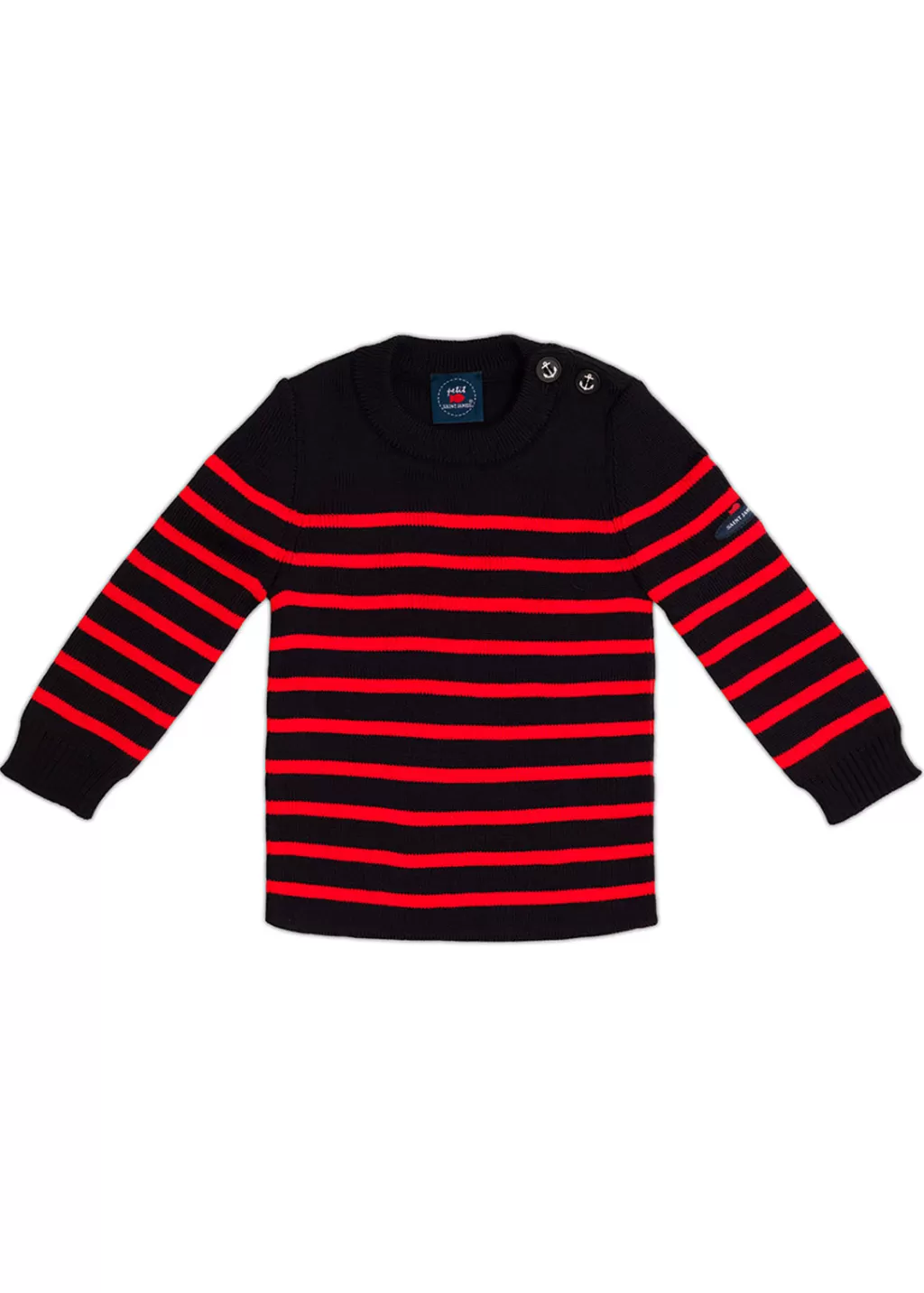 Clearance Saint James Moussaillon striped sailor jumper for babies Navy/rouge