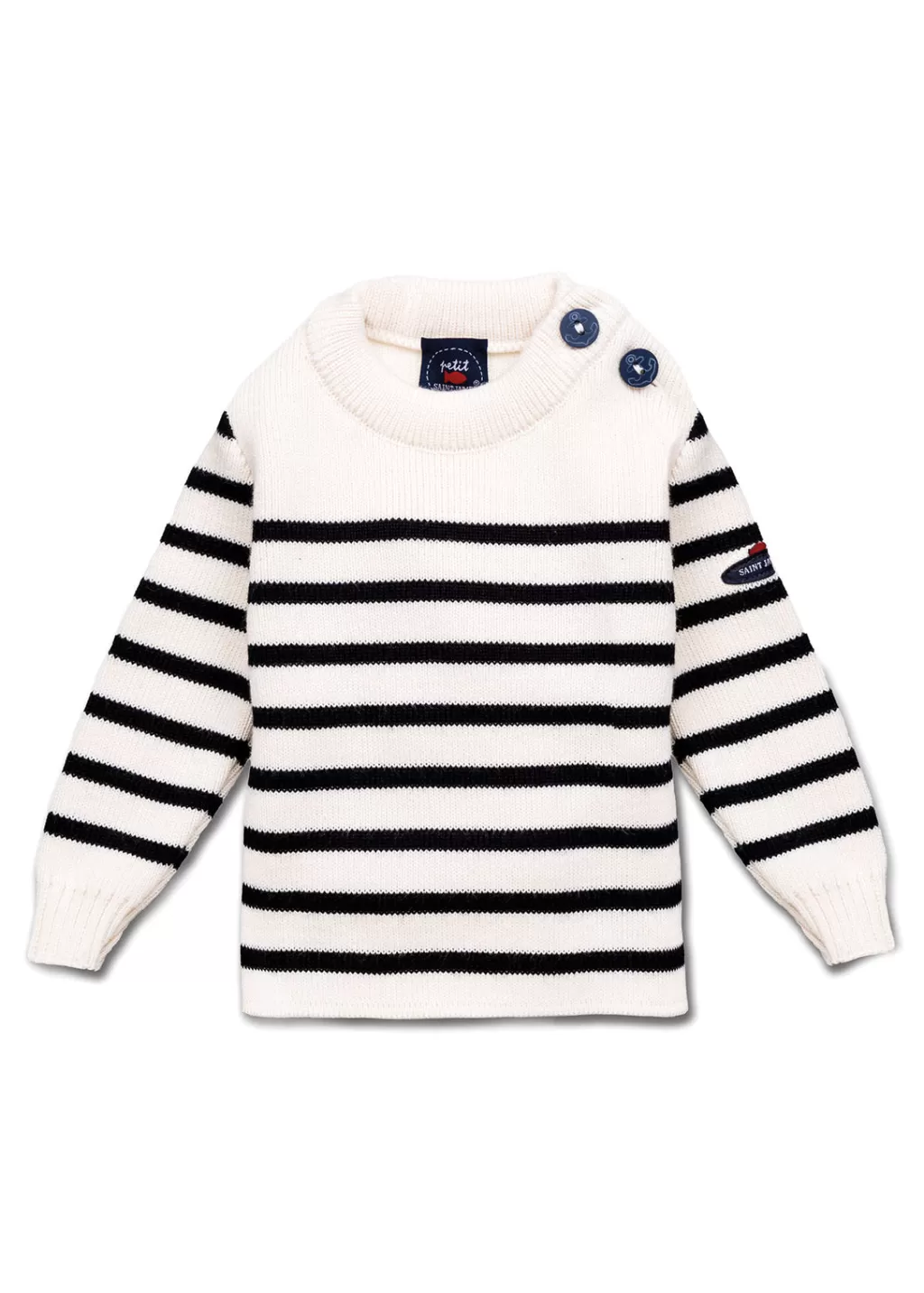 Discount Saint James Moussaillon striped sailor jumper for babies Ecume/navy