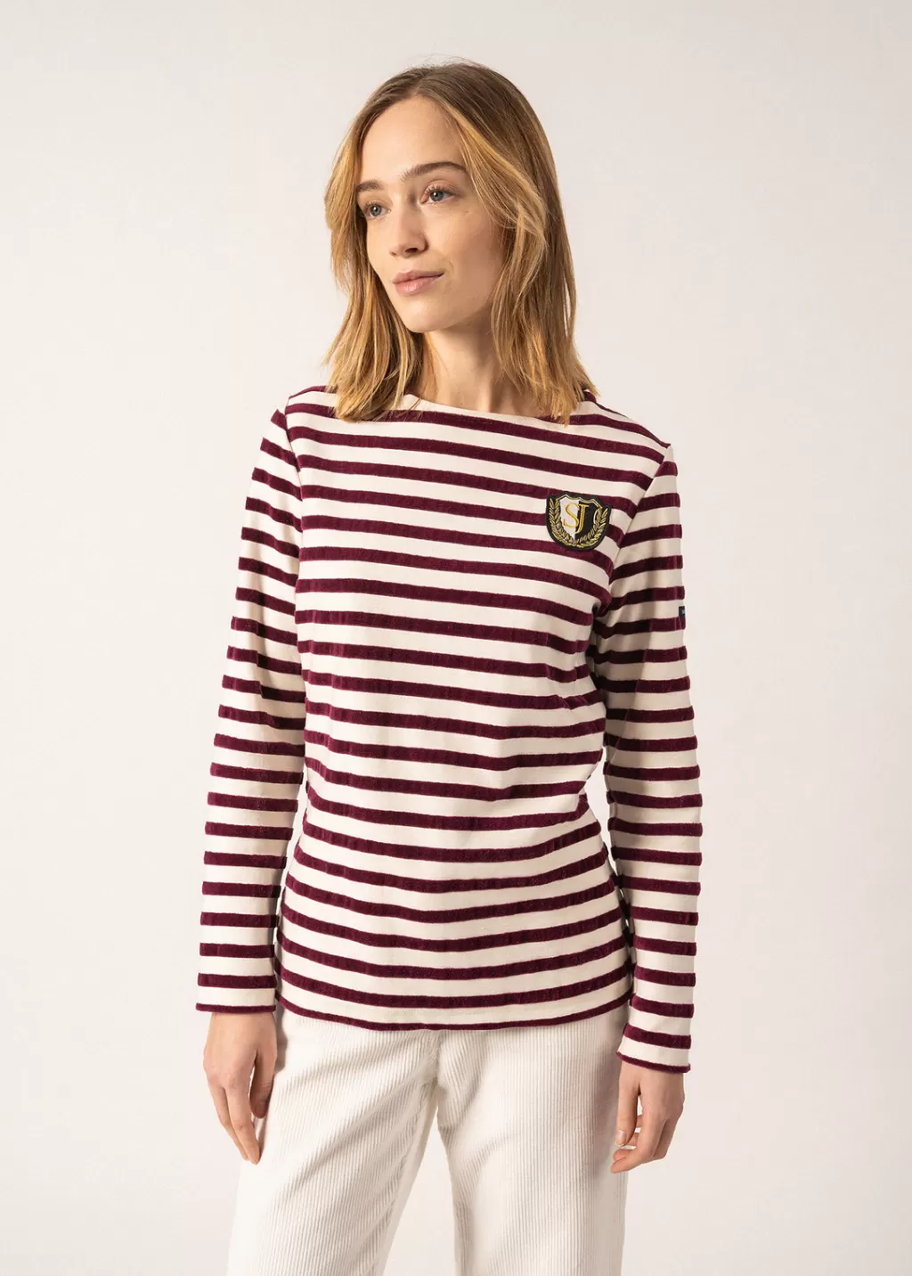 Best Saint James Méridame Campus Breton Shirt Ecume/prune