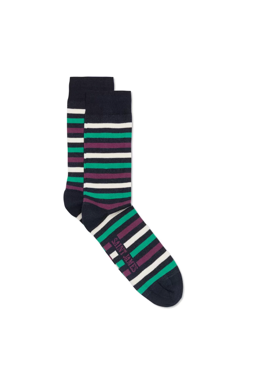 Cheap Saint James Multicolour striped socks Marine/prune