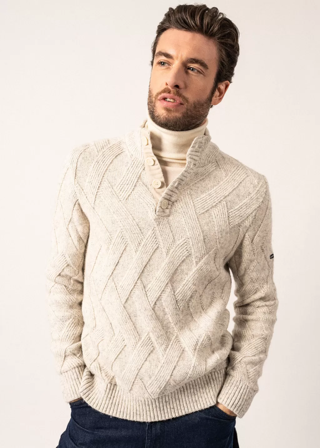 New Saint James Neuchatel Structured Knit Jumper Grisclairchine