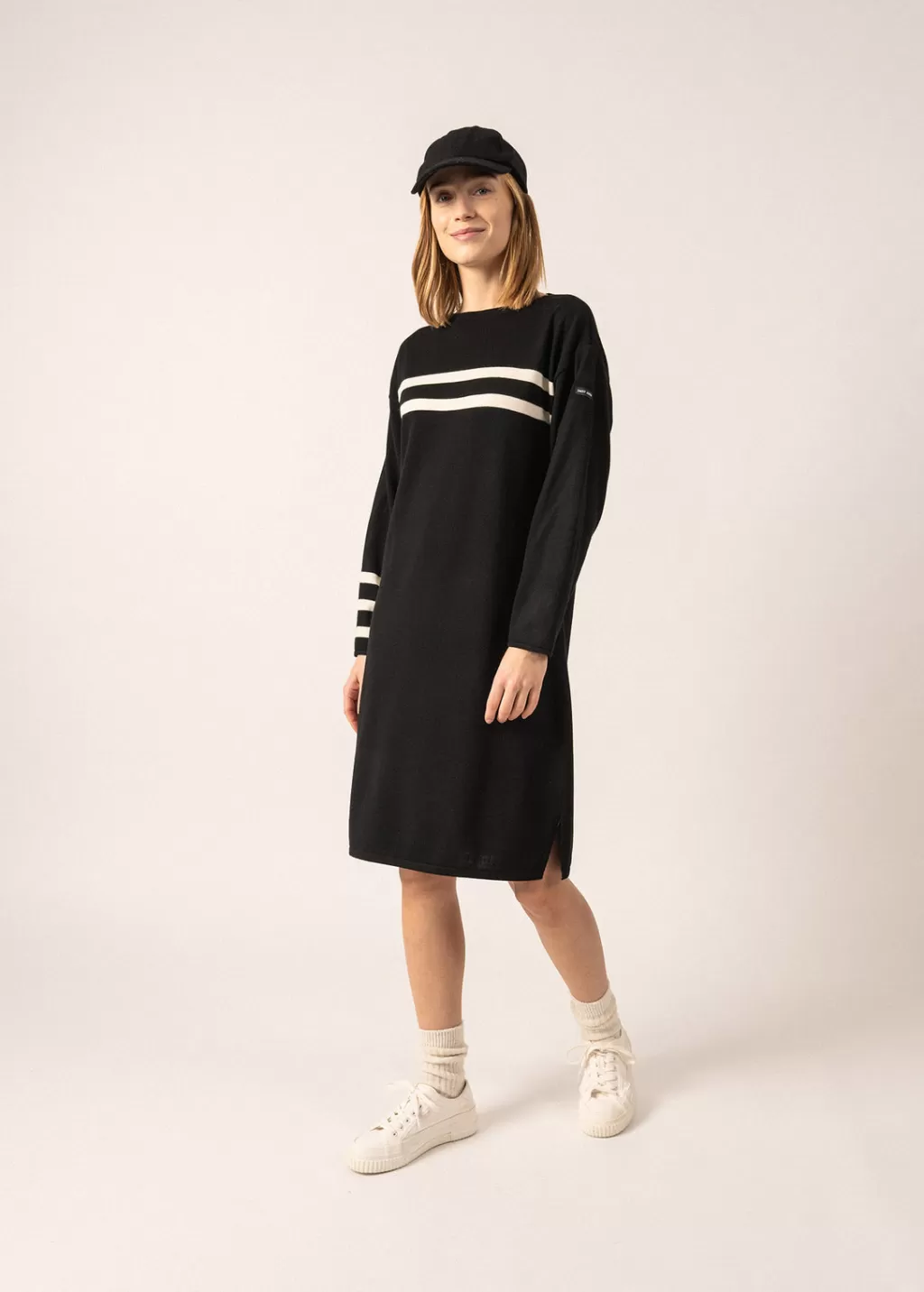 Best Saint James Nuage Striped Wool Dress Noir/ecume