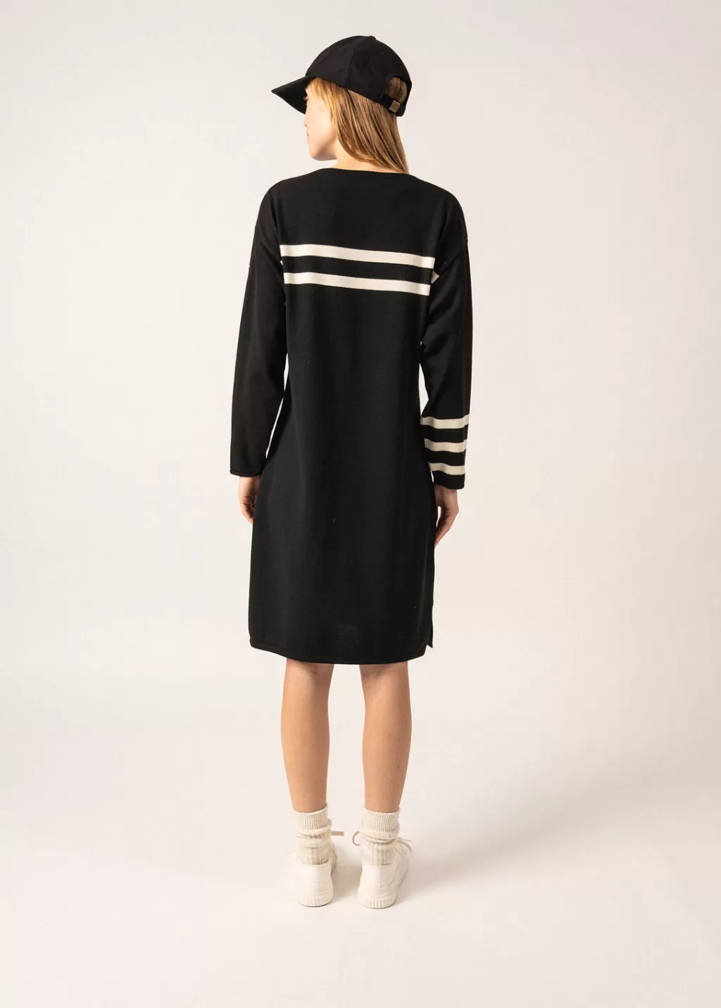 Best Saint James Nuage Striped Wool Dress Noir/ecume