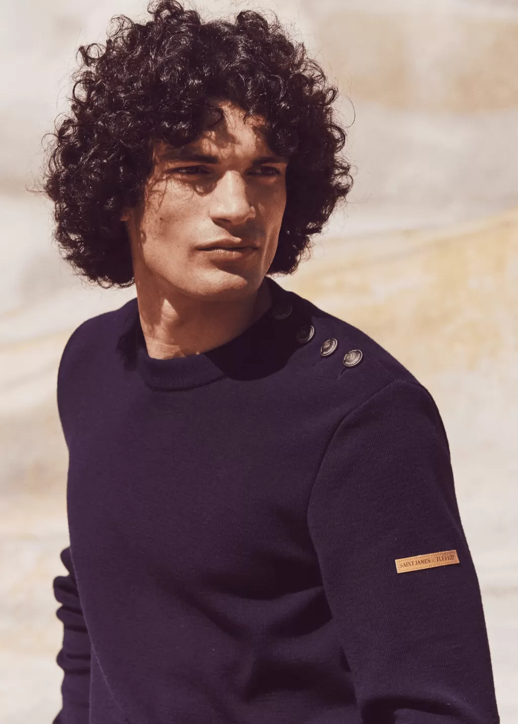 Online Saint James Patrimoine sailor jumper with elbow patches Marine