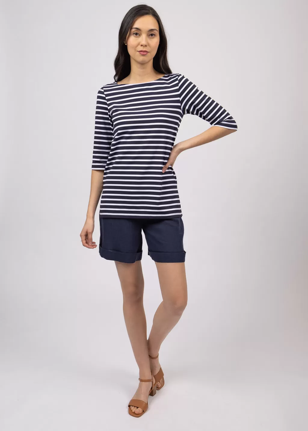 Flash Sale Saint James Phare boat neck striped sailor shirt Navy/neige