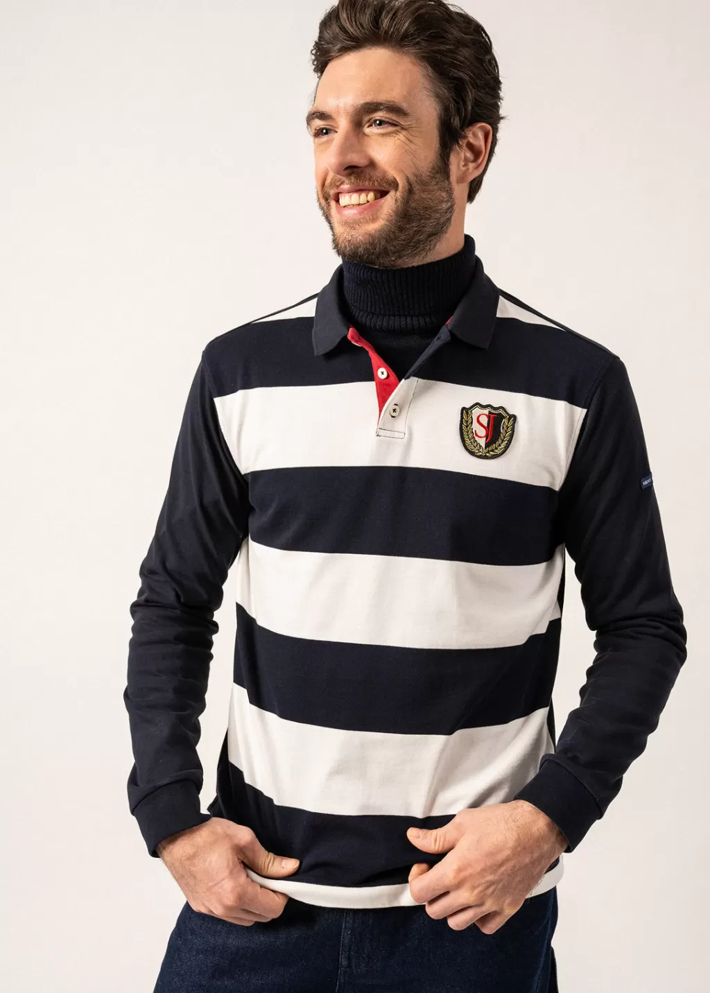 Flash Sale Saint James Pierrot Rugby-style Striped Polo Shirt Amiral/ecume