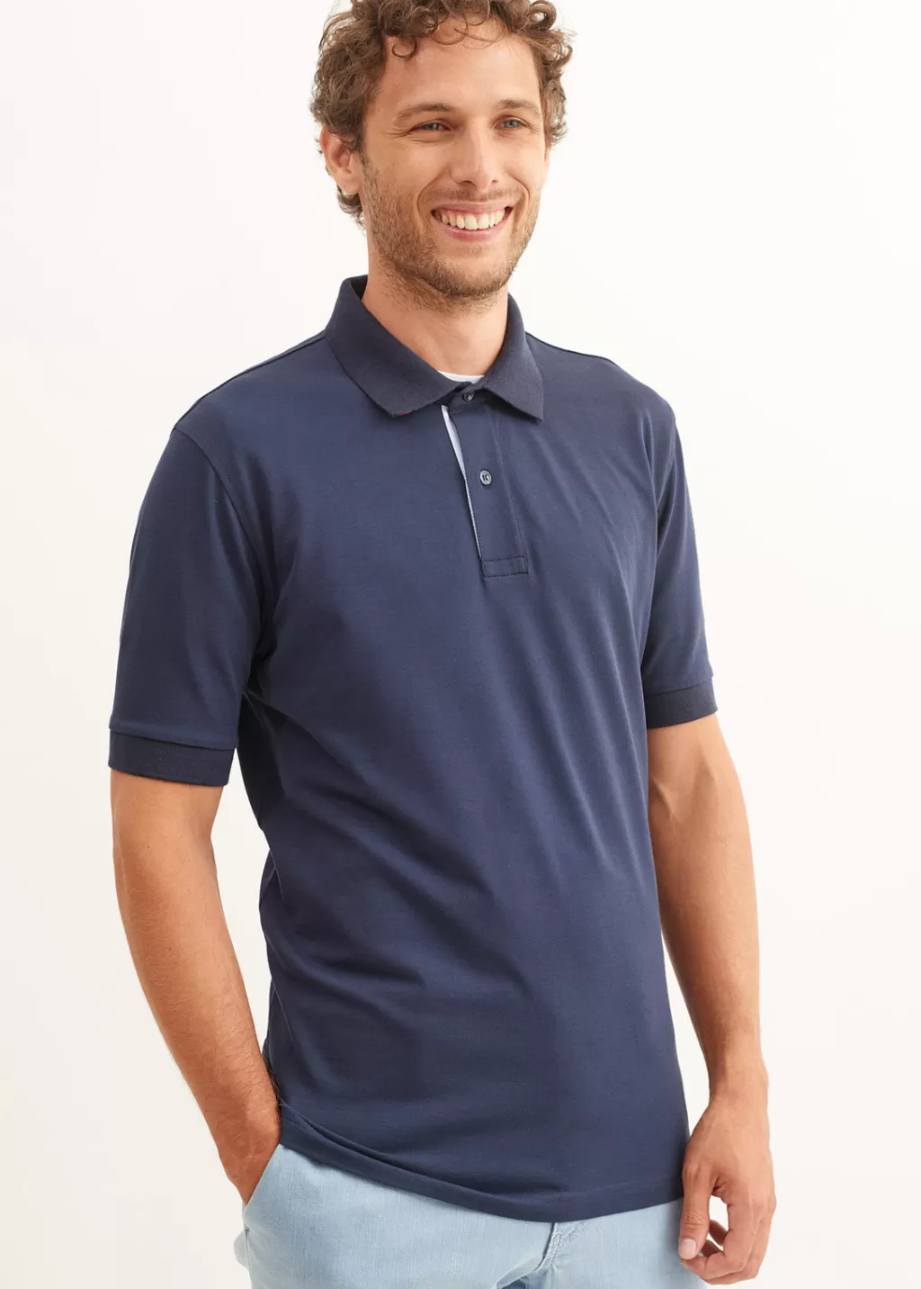 Discount Saint James Rayan polo shirt in cotton stretch Marine