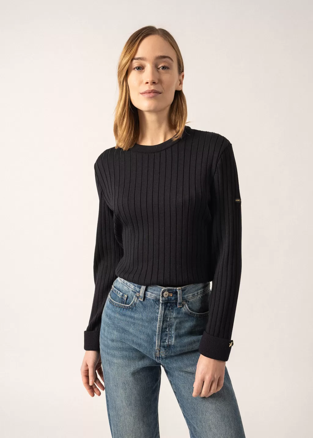 Fashion Saint James Rivage Flat Ribbed Jumper Navy