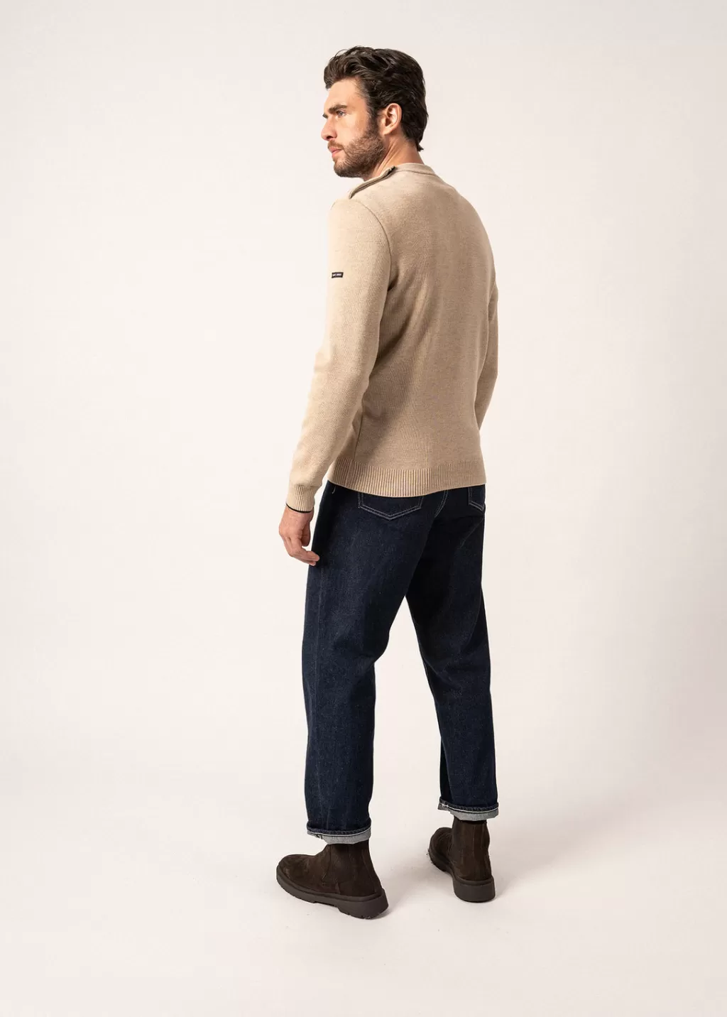 Outlet Saint James Rives sailor jumper in wool Beige/navy