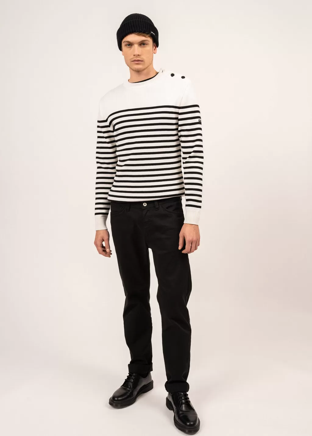 Shop Saint James Rochefort striped sailor jumper Ecume/noir