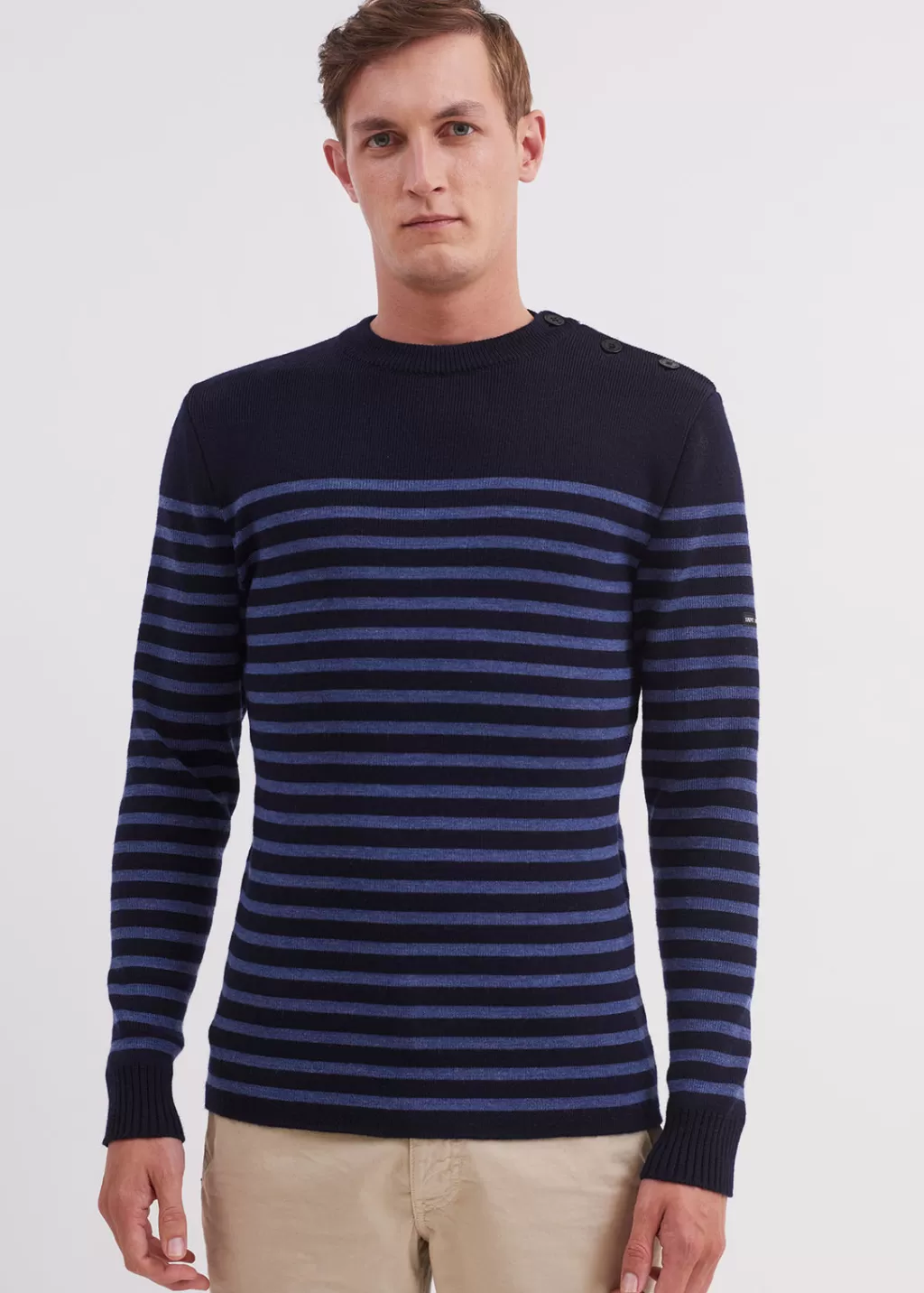 Sale Saint James Rochefort striped sailor jumper Navy/jean