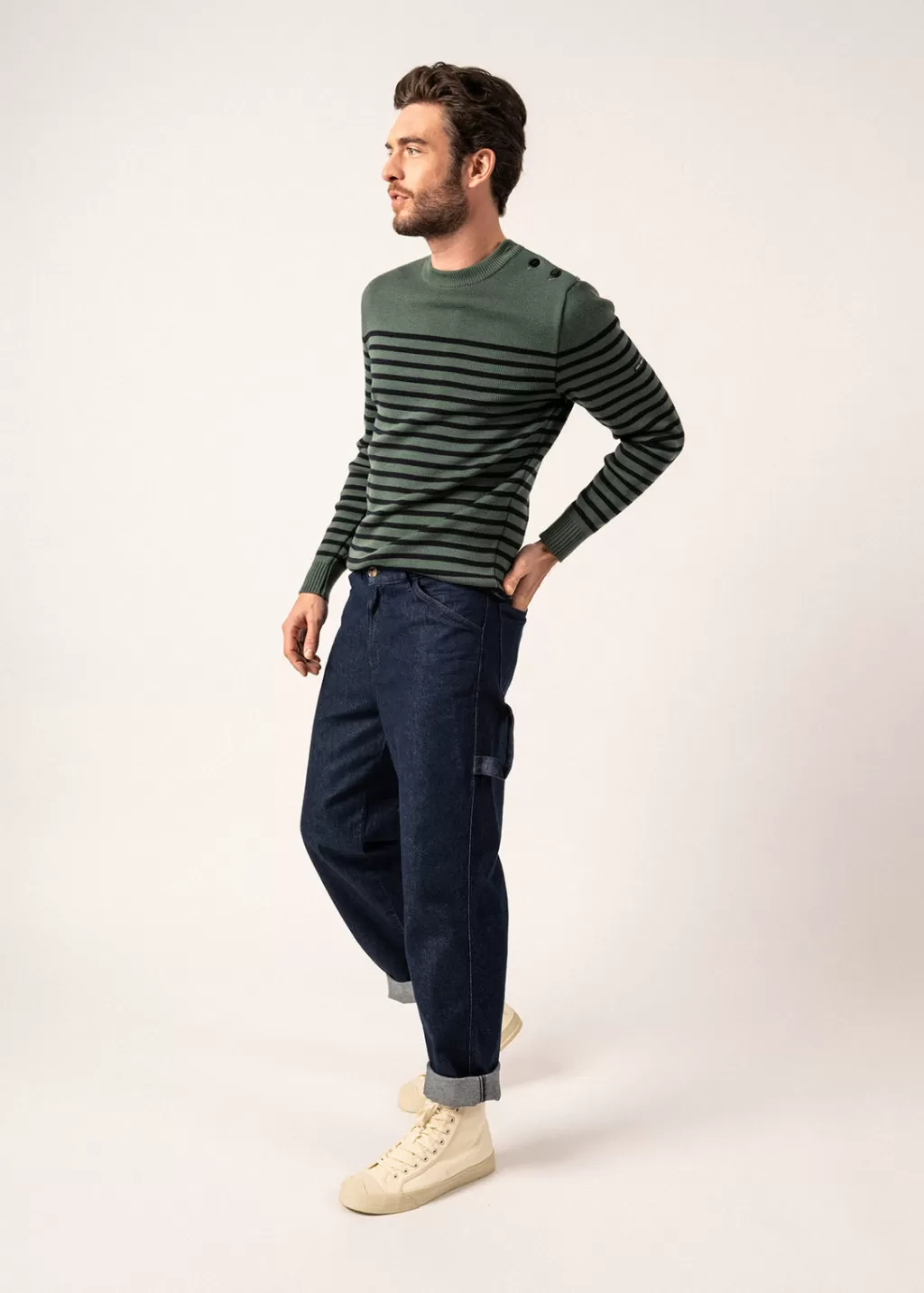 Best Sale Saint James Rochefort striped sailor jumper Vegetal/navy