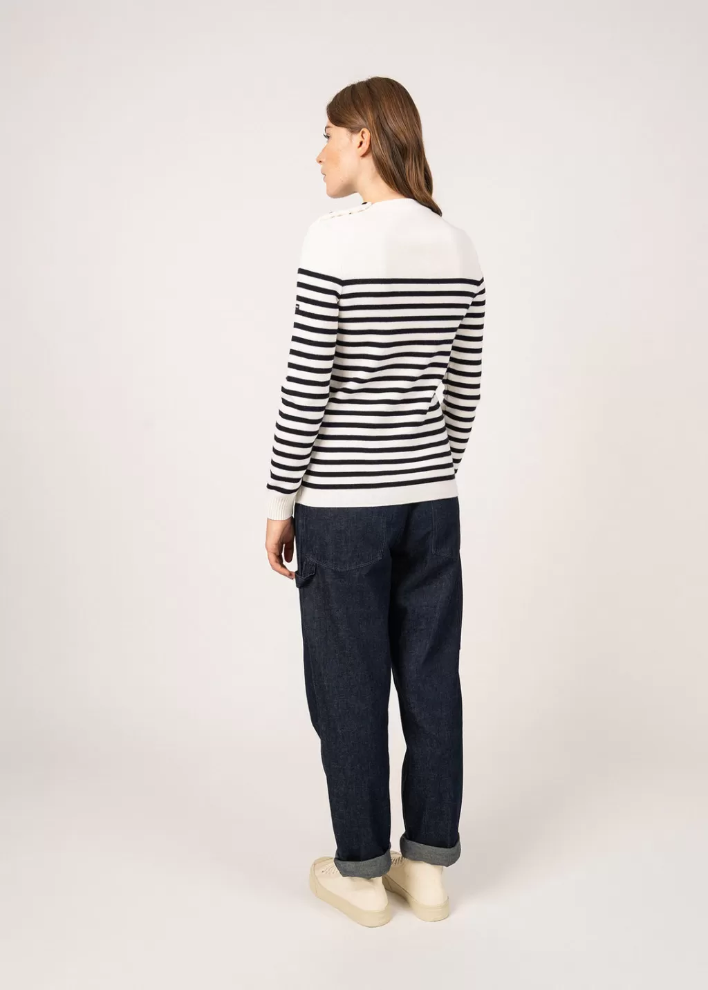 Online Saint James Rochefort striped sailor jumper Ecume/navy