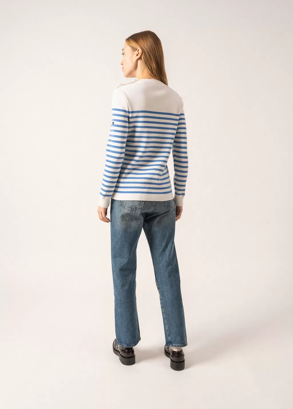 Clearance Saint James Rochefort striped sailor jumper Ecume/oxygene