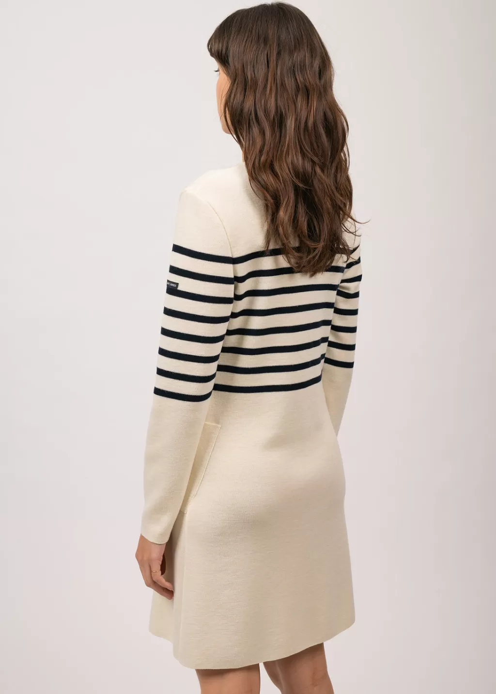 Online Saint James Royale striped dress in wool Ecume/navy