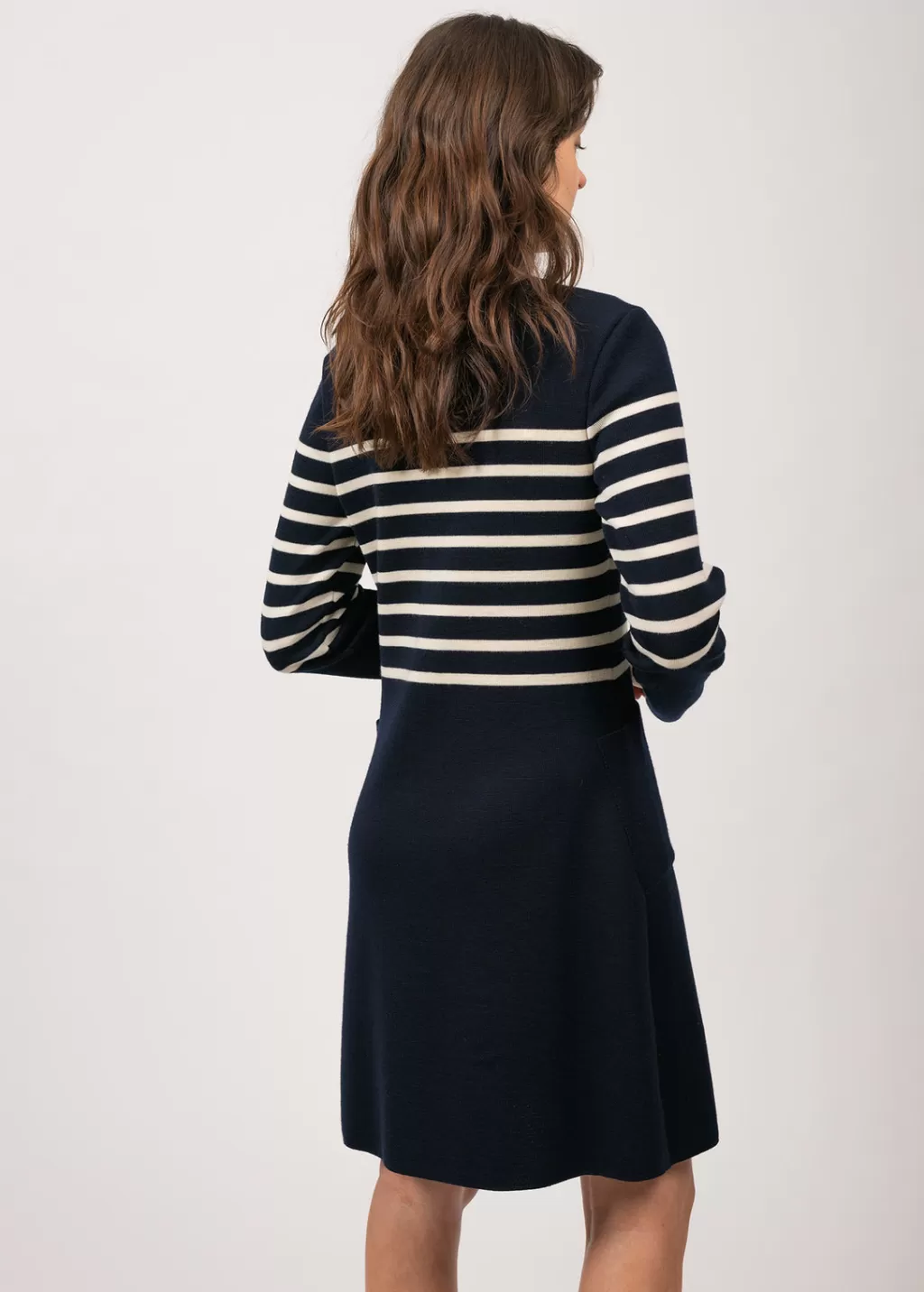 Hot Saint James Royale striped dress in wool Navy/ecume