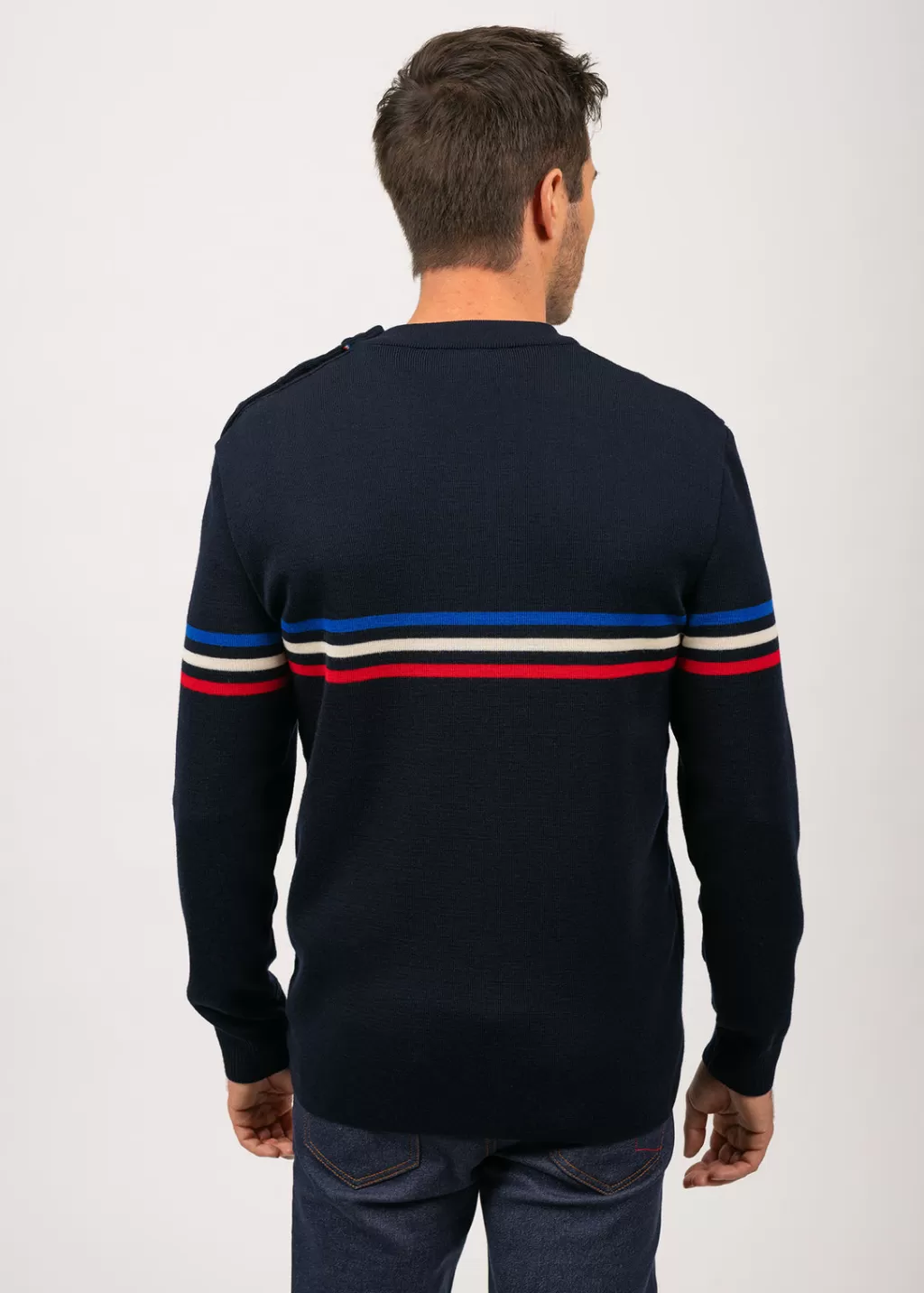 Cheap Saint James Sailor jumper with tricolour stripes Navy