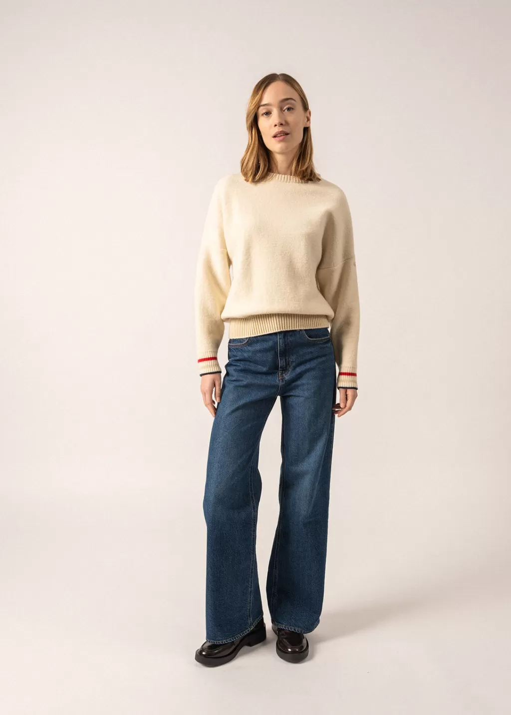 Outlet Saint James Sélune Sweatshirt-inspired Jumper Ecru