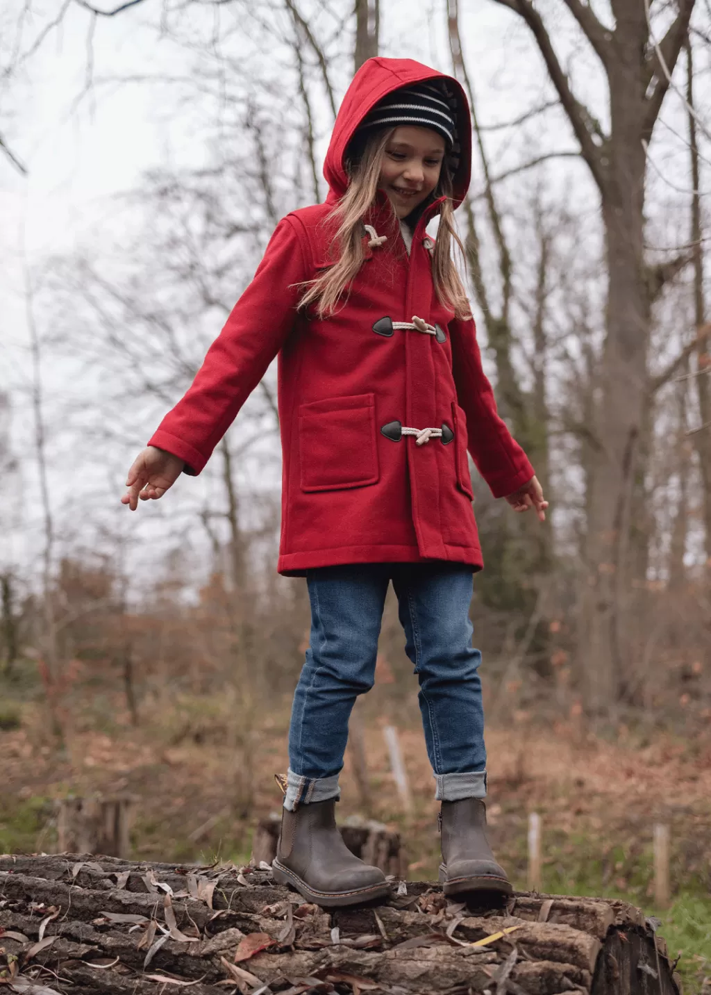 New Saint James St Malo duffle-coat for children Rouge