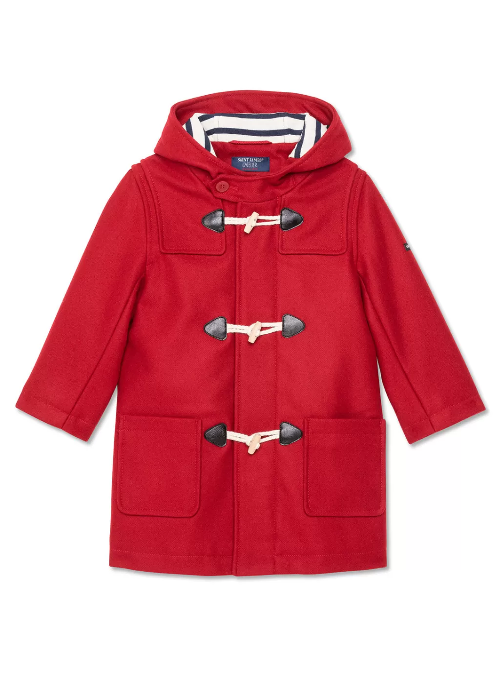 New Saint James St Malo duffle-coat for children Rouge