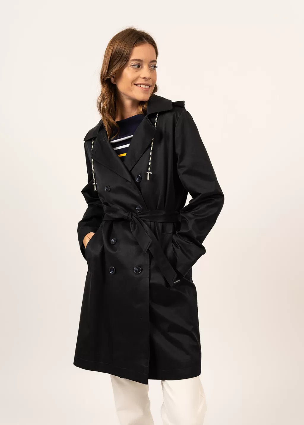 Cheap Saint James Ste Honorine hooded trenchcoat Navy