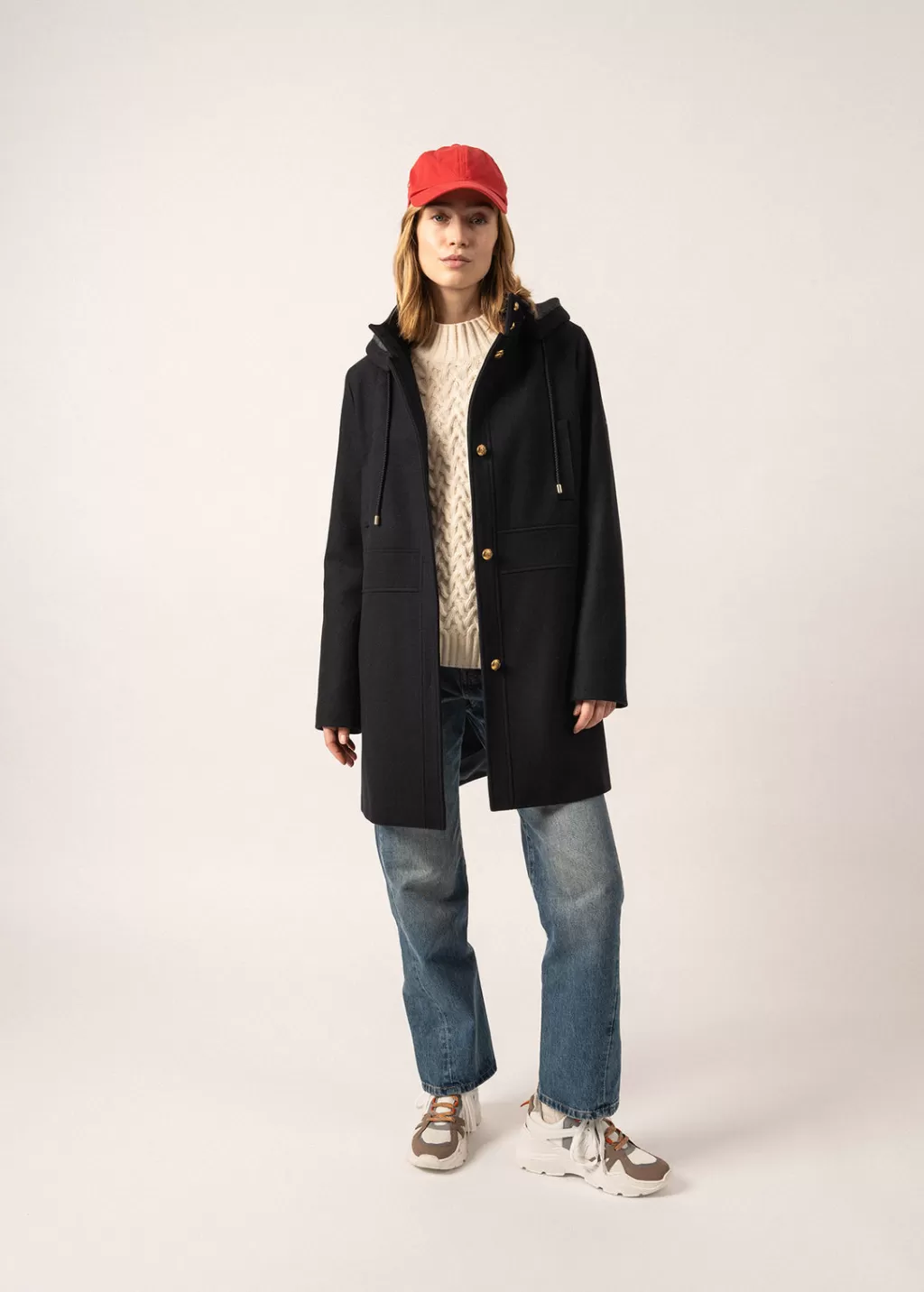 Discount Saint James Ste Katia Hooded Coat Navy