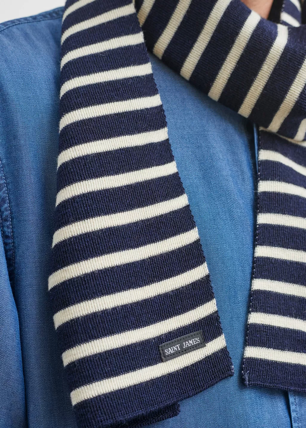 Clearance Saint James Striped scarf Marine/ecru