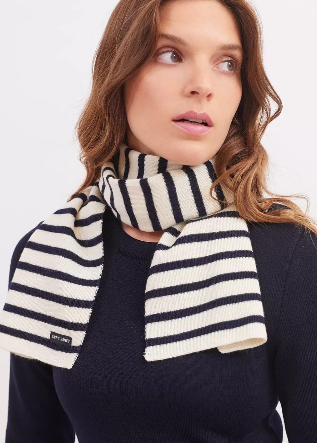 Flash Sale Saint James Striped scarf Ecru/marine