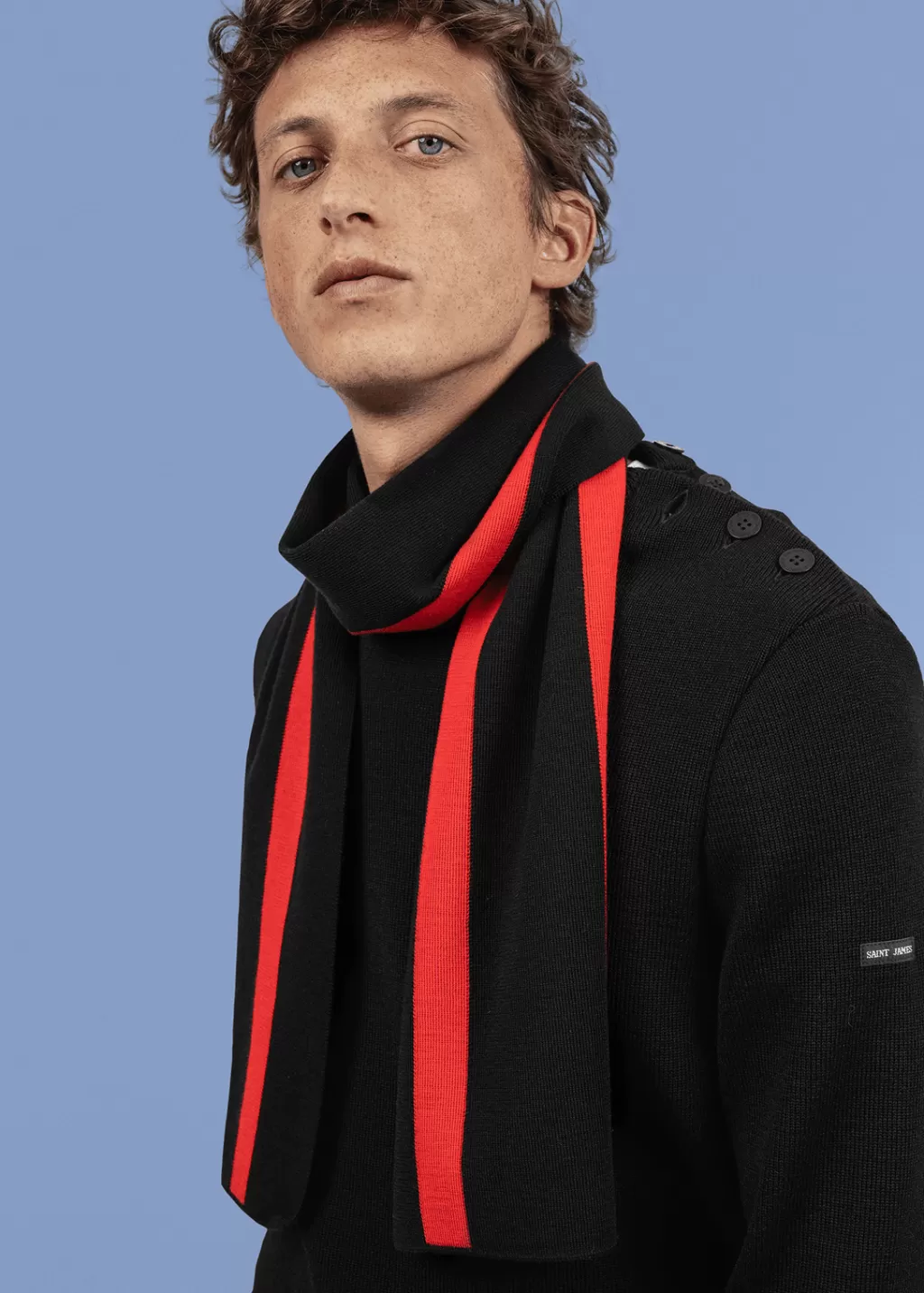 Cheap Saint James Sur mon cou wool scarf Noir/pavillon