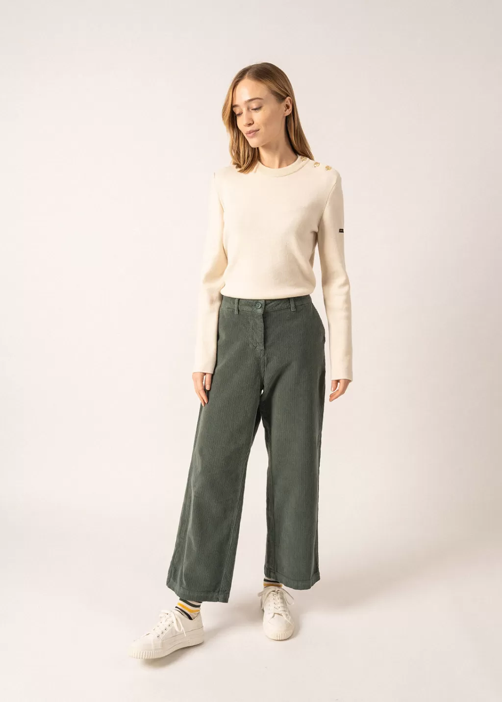 Cheap Saint James Tess Velvet Trousers Vegetal