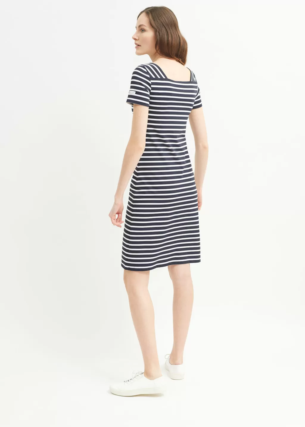 Shop Saint James Tolède anti-UV striped dress Navy/neige