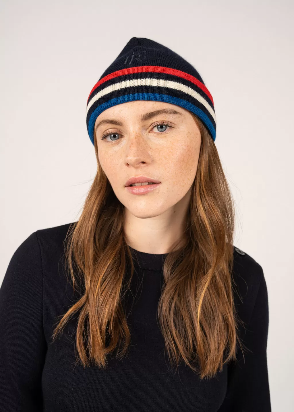 Best Sale Saint James Tricolor wool hat Marine