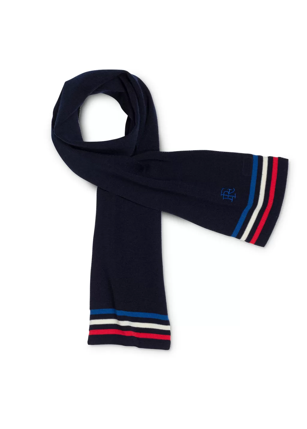 Best Sale Saint James Tricolour wool scarf Marine