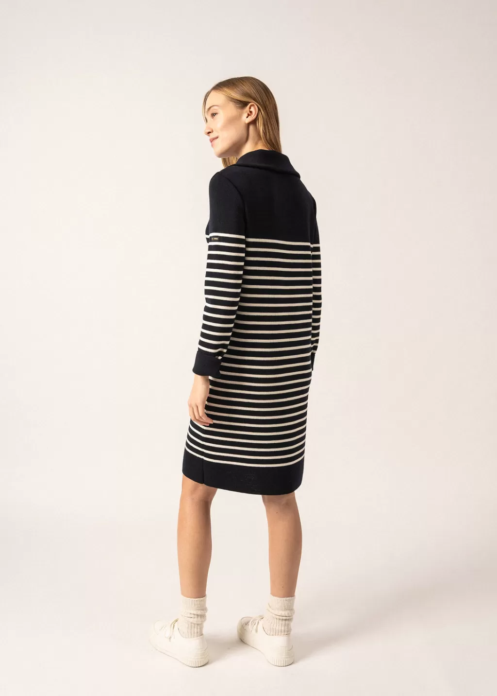 Online Saint James Vague Striped Wool Dress Navy/ecume