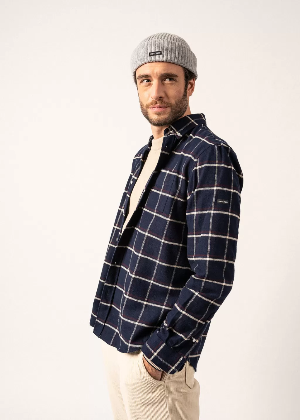 Clearance Saint James Vicente Checked Shirt Navy/prune